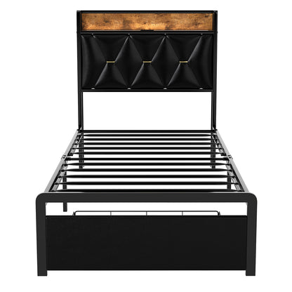 Black bed frame 83x38x23.5cm, rear view