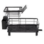 2 Tier Dish Drying Rack Black 360° Drain | HomeAndLiving
