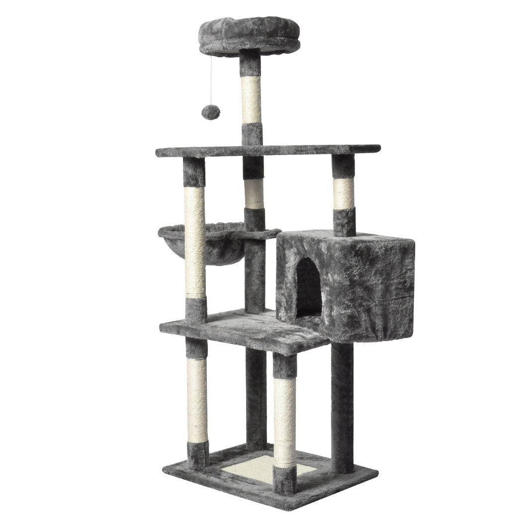 Cat Tree Scratching Post Grey 48x40x130cm