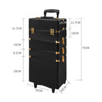 Portable Makeup Case Cosmetic Trolley Black and Golden