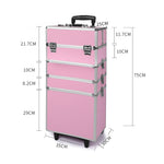 Professional Makeup Trolley Rolling Pink and Silver