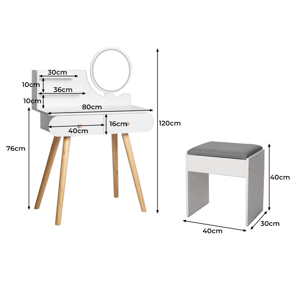 Luxury Dressing Table Stool LED Mirror  Foldable Function Classic