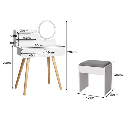 Luxury Dressing Table Stool LED Mirror  Foldable Function Classic