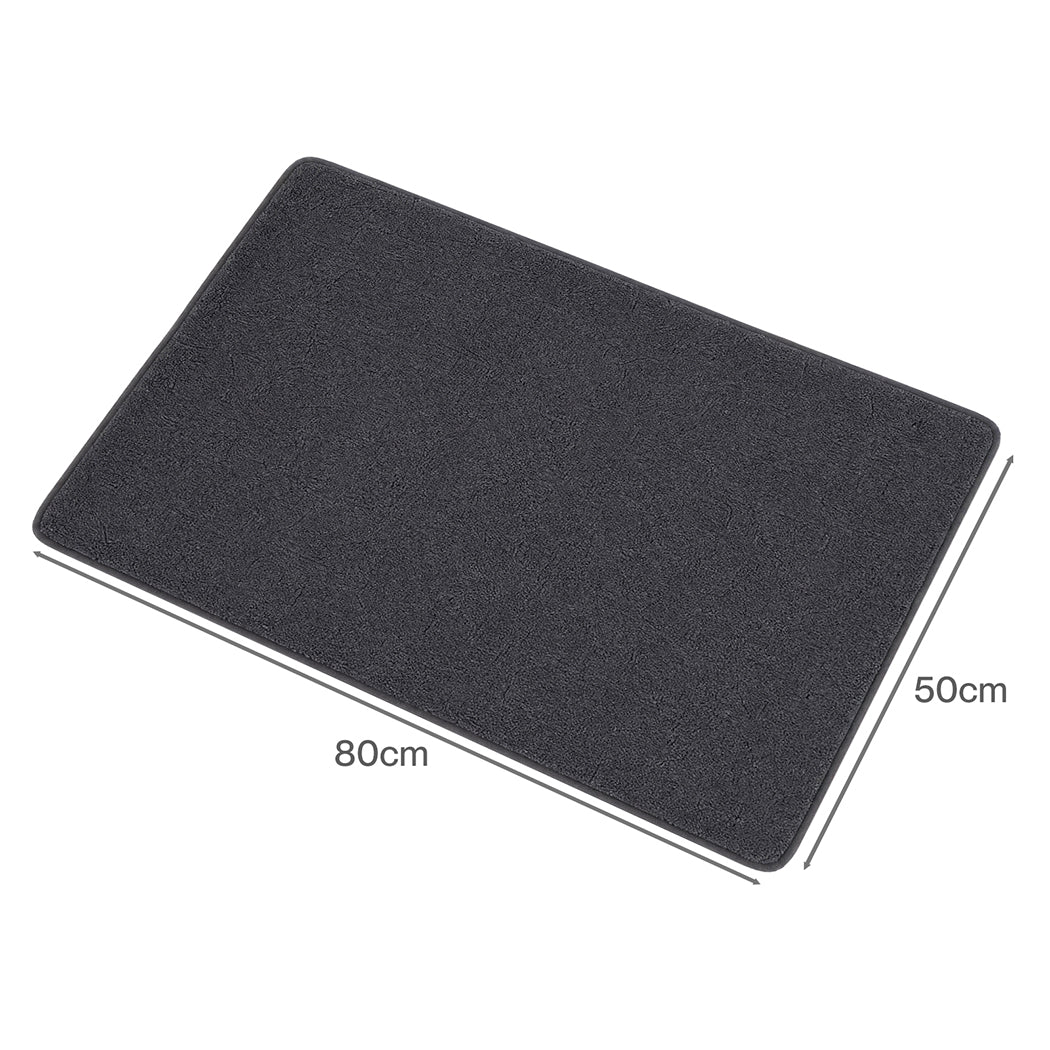 Grey Non Slip Door Mat 80x50x1cm