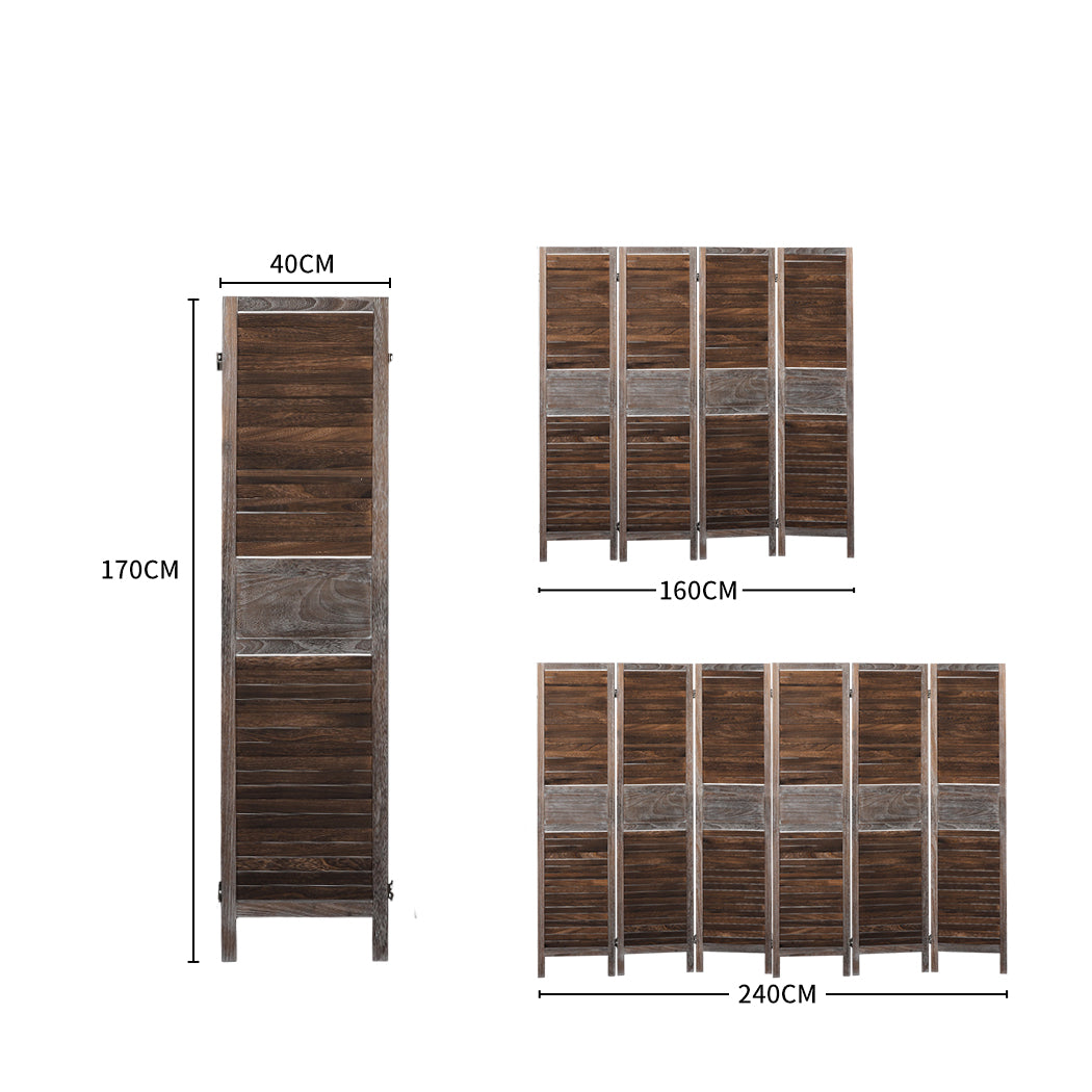 4 Panel Partition Room Divider Brown