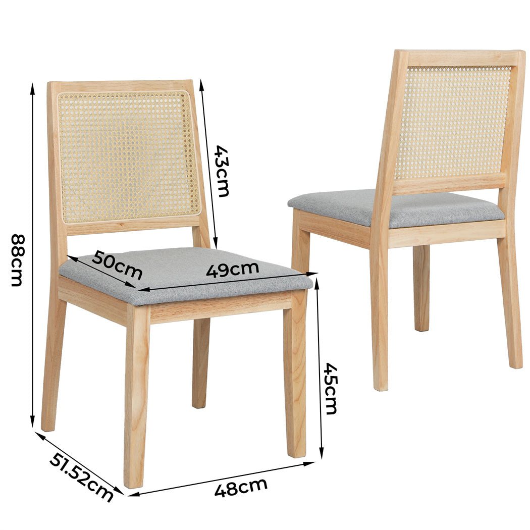 Premium 2x Rattan Dining Chair Solid Wood Lounge  Scandi Inspired