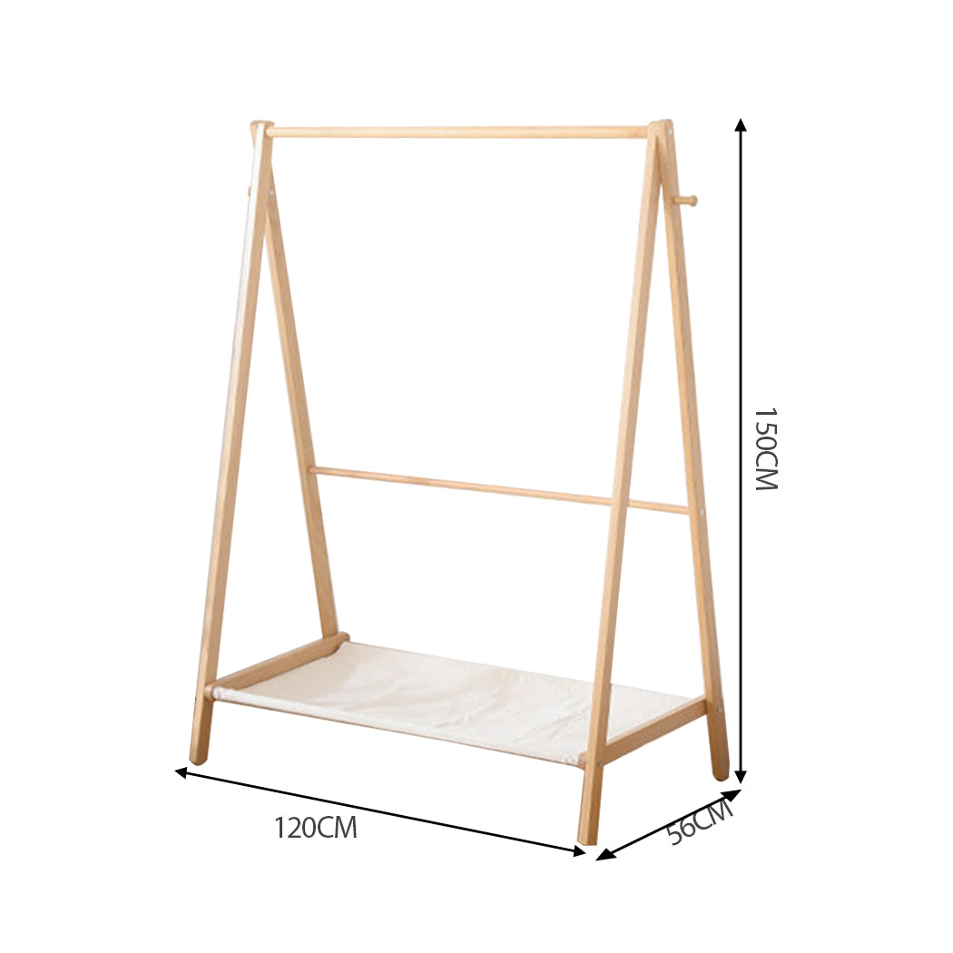 Clothes Rack Wooden Wardrobe Natural