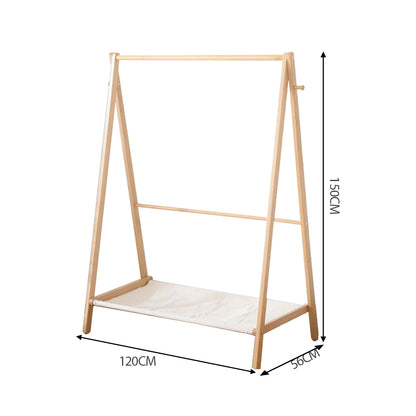 Clothes Rack Wooden Wardrobe Natural