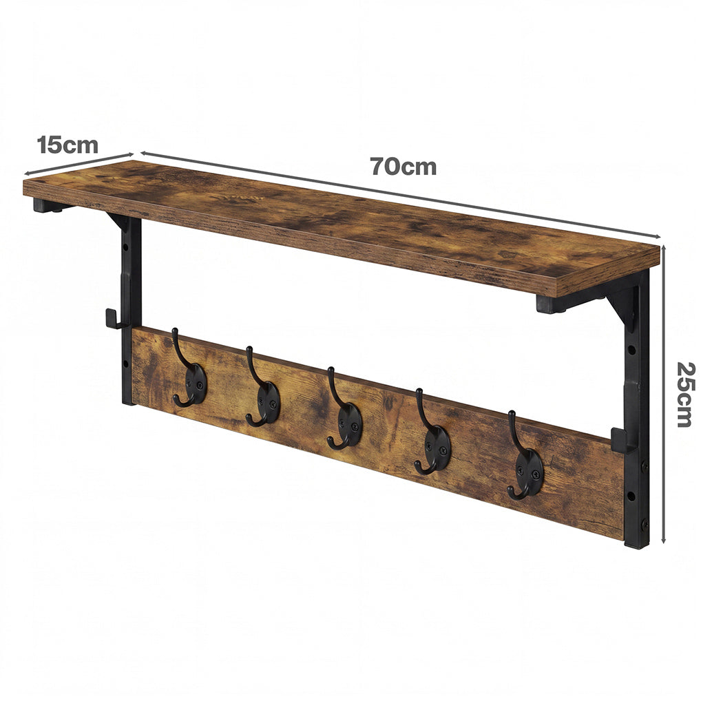 Wall Mounted Coat Rack Shelf 7 Hooks | HomeAndLiving - 4