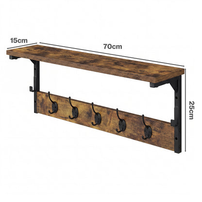 Wall Mounted Coat Rack Shelf 7 Hooks | HomeAndLiving - 4