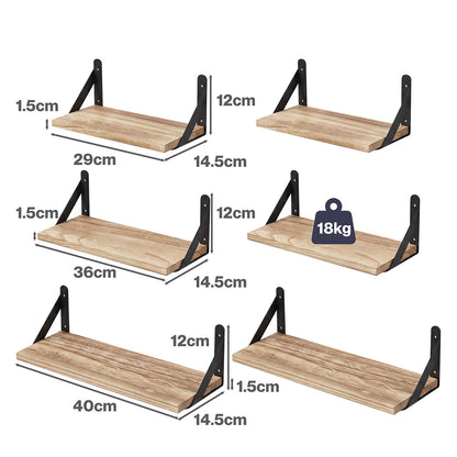 Floating Wall Shelves Set 6 Paulownia Wood | HomeAndLiving