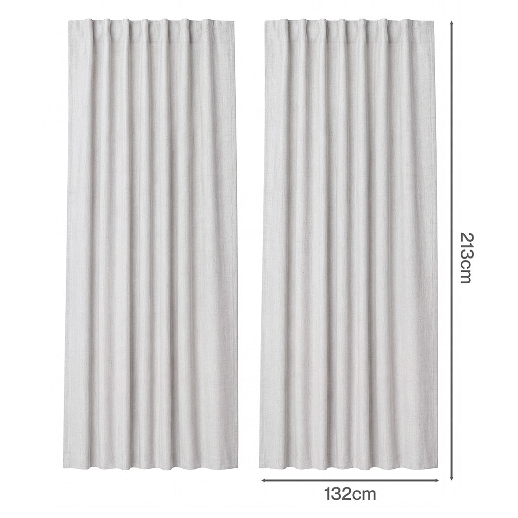 Marlow 100% Blackout Curtains Thermal Linen Look Blockout Drapes 2-Panel Bedroom