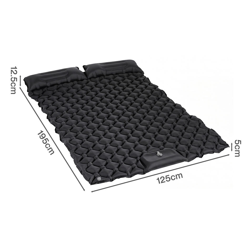 Camping Mattress Double Wide Black 195x125x12.5cm
