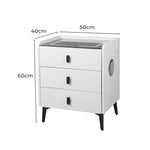 Modern Bedside Table LED Lights Drawers Storage  Space-Saving Design