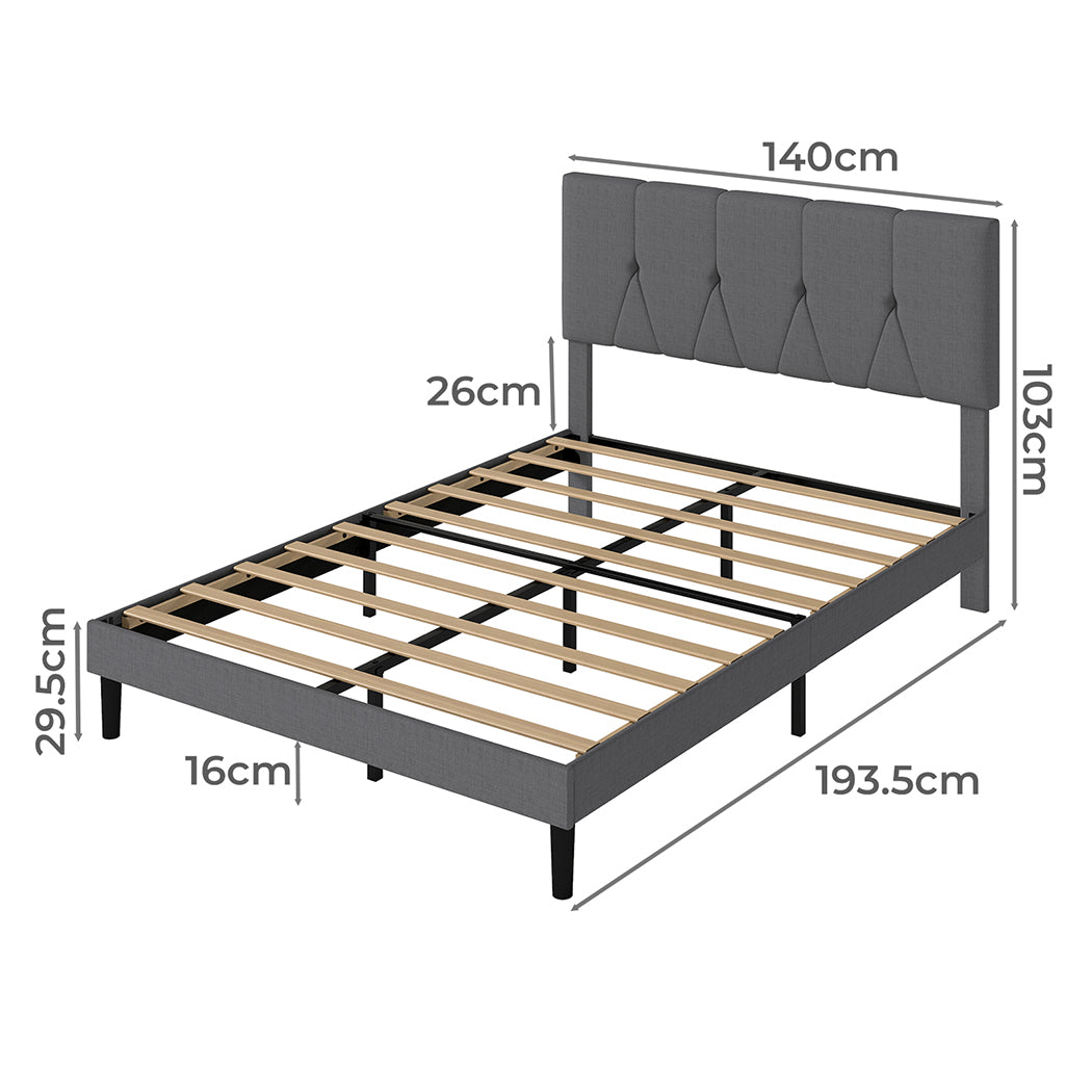 Double Bed Frame Upholstered Platform 193.5x140x103cm