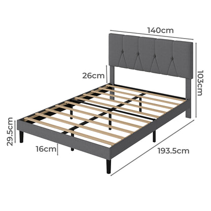 Double Bed Frame Upholstered Platform 193.5x140x103cm