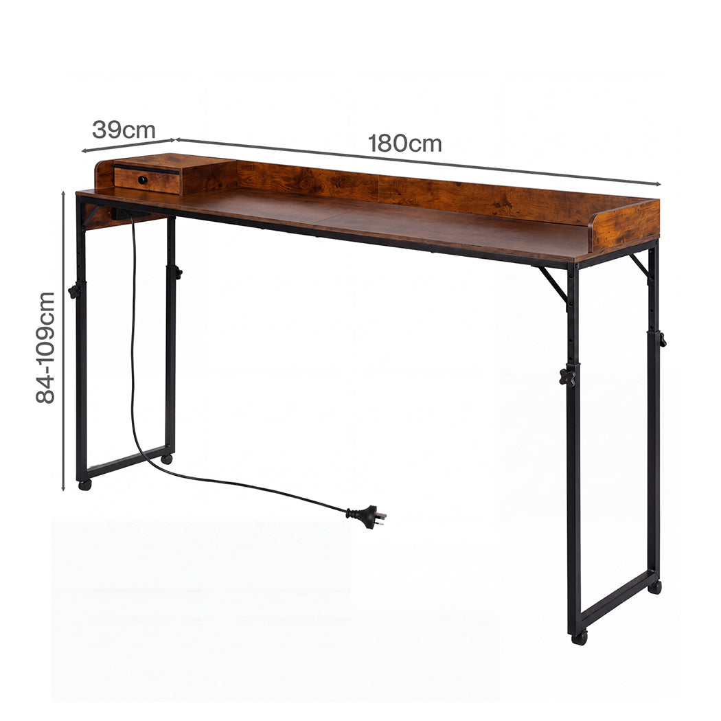 Overbed Table Mobile Brown 180x39x109cm
