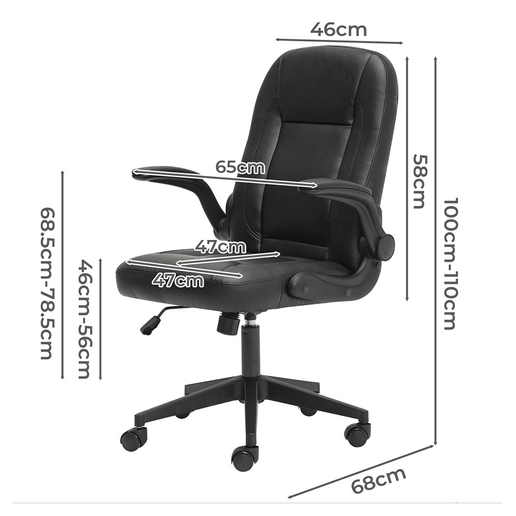 Executive Office Chair Black PU 65x68x100cm