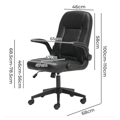 Executive Office Chair Black PU 65x68x100cm