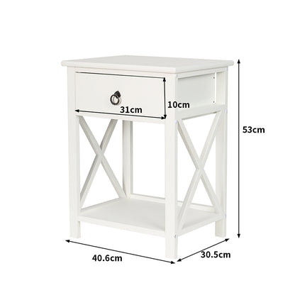 2x Bedside Tables Drawers Side