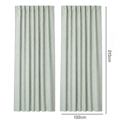 Marlow Blackout Curtains Thermal Linen Look Blockout Drapes 2 Panels Green