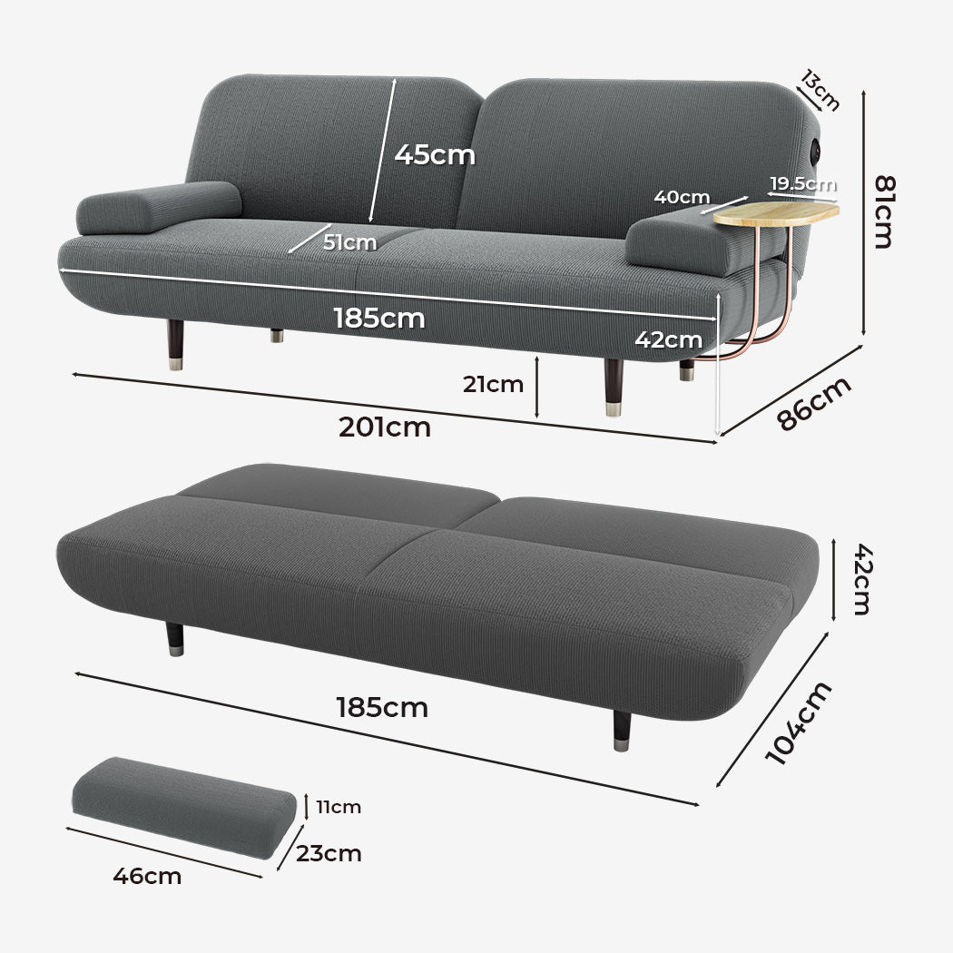 Luxury CONVERTIBLE SOFABED WITH USB CHARGE AND SIDE TABLE  Durable