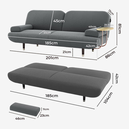 Luxury CONVERTIBLE SOFABED WITH USB CHARGE AND SIDE TABLE  Durable