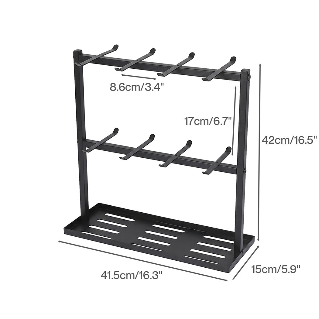 Levede Mug Rack 2 Tier 16 Hook Metal Coffee Cup Holder Stand Organizer Kitchen