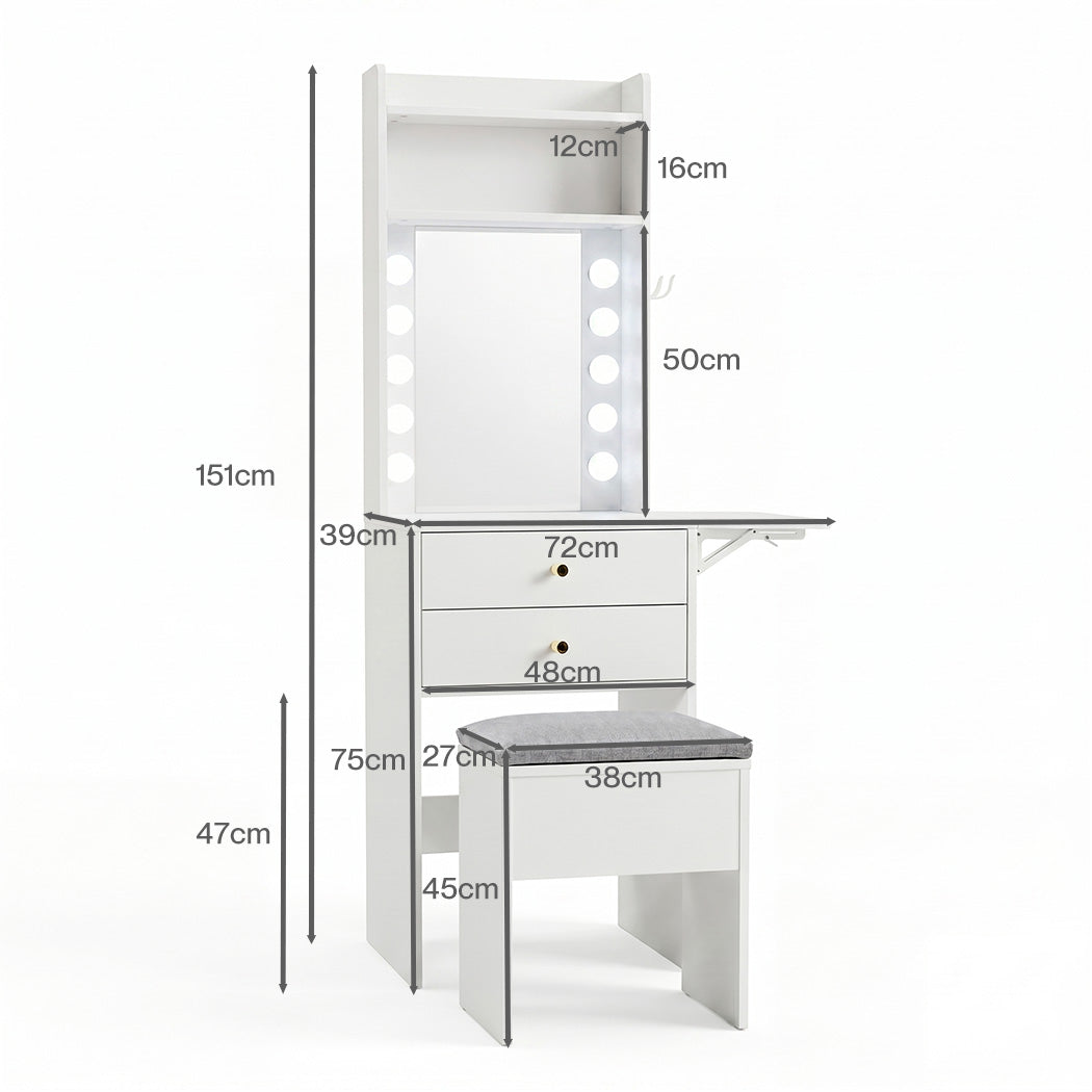 Dressing Table Stool With Storage 72x39.5x151cm