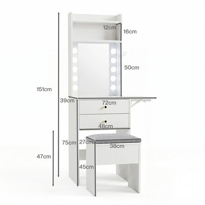 Dressing Table Stool With Storage 72x39.5x151cm