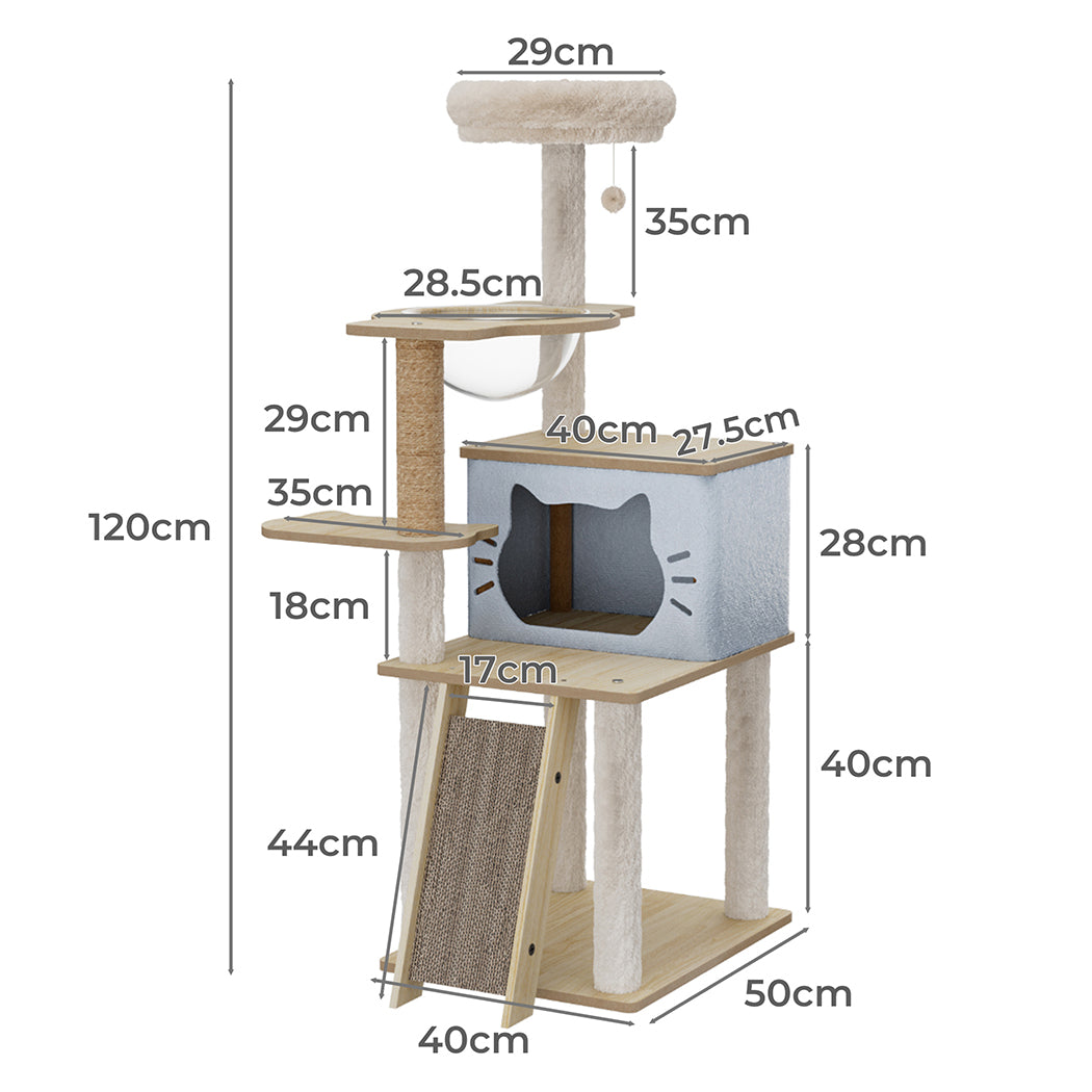 Cat Tree Tower Scratcher Beige 50x40x120cm