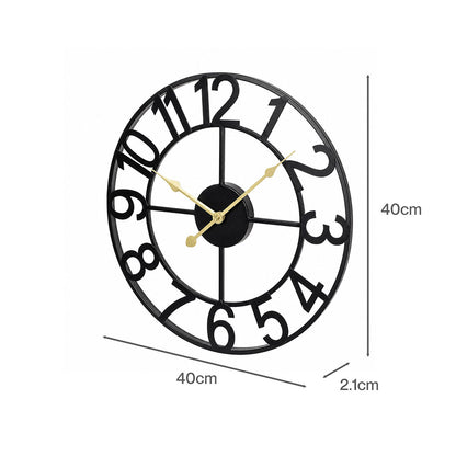 Silent Wall Clock Large Face Black 40x40x1.8cm