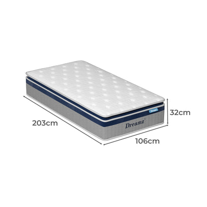 Stylish Spring Mattress Pillow Top All Sizes 32CM  Space-Saving