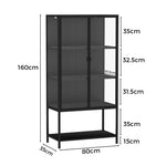 Ergonomic Glass Display Cabinet Collections Storage  High Back