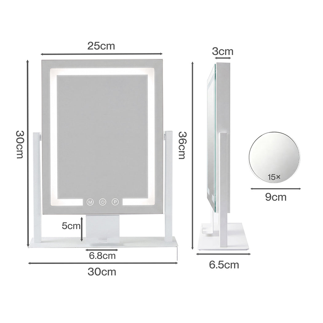 Vanity Mirror With Dimmable Lights 36x30x6.5cm