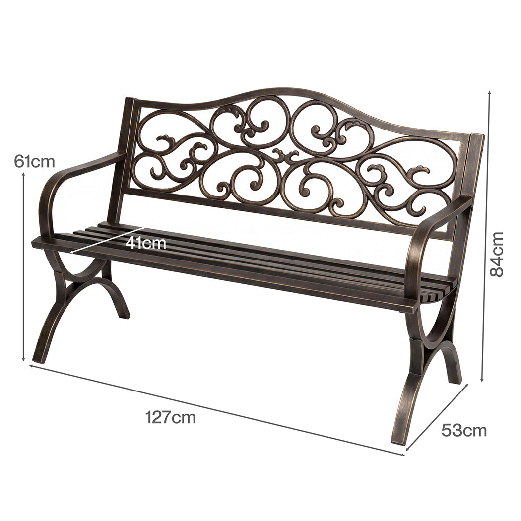 Levede Garden Bench Seat Outdoor Patio Park Lounge Backyard Chair Bronze 3 Seat
