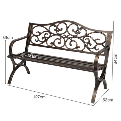 Levede Garden Bench Seat Outdoor Patio Park Lounge Backyard Chair Bronze 3 Seat
