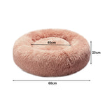 Pet Bed Cat Dog Donut Nest Calming M Pink - Medium