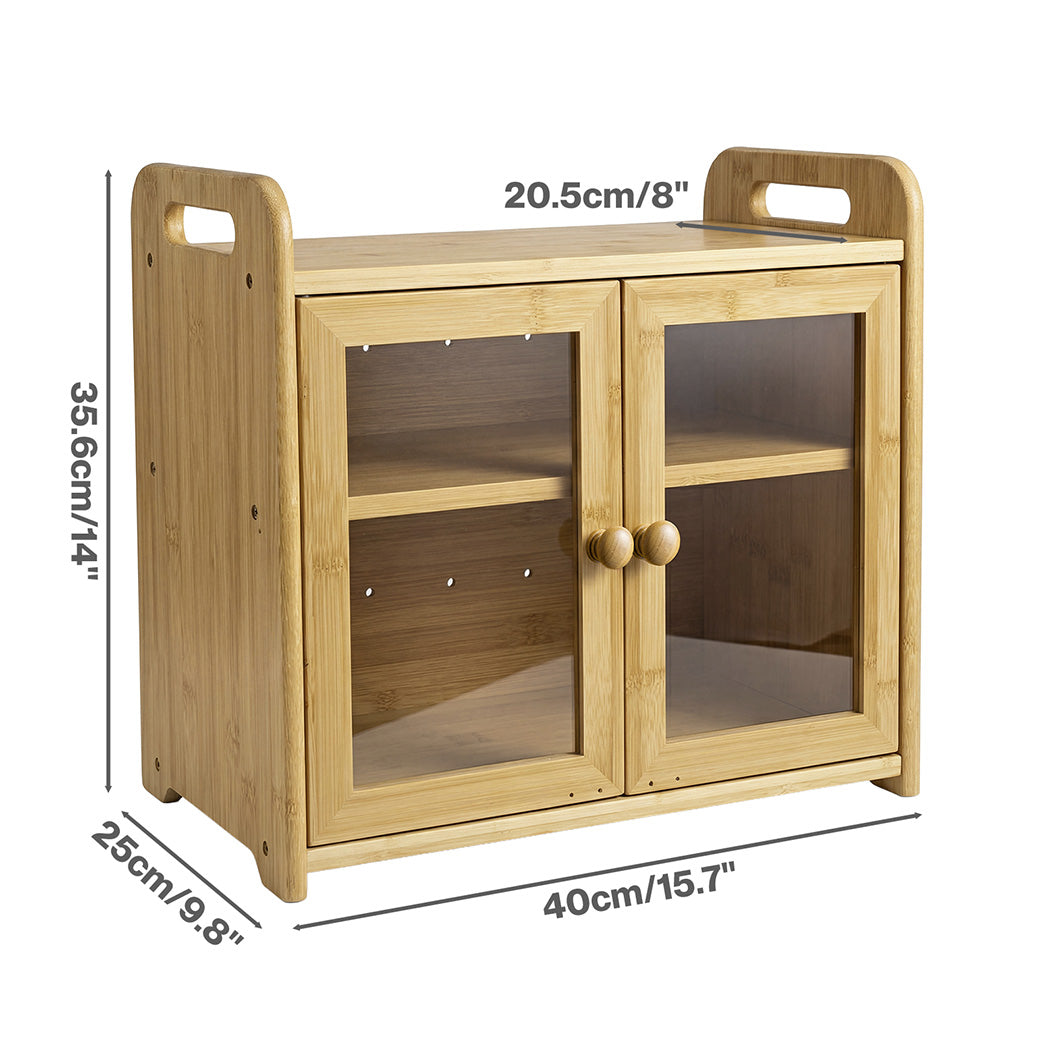 Toque Bread Bin 2 Tier Bamboo Bread Box Kitchen Counter Storage Container 20L