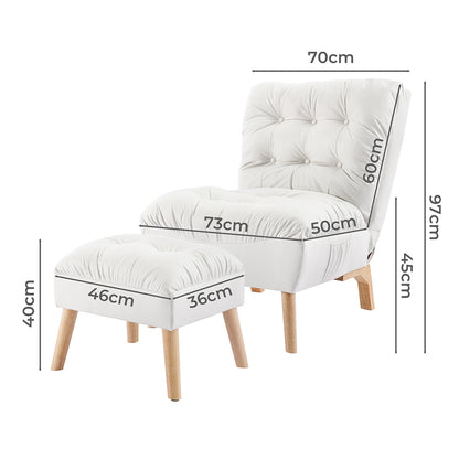 Premium Sofa Ottoman Set Accent Recliner  Scandi Inspired Design