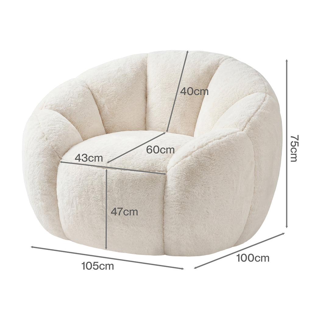 Bean Bag Chair Faux Fur White 100x105x75cm