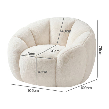 Bean Bag Chair Faux Fur White 100x105x75cm