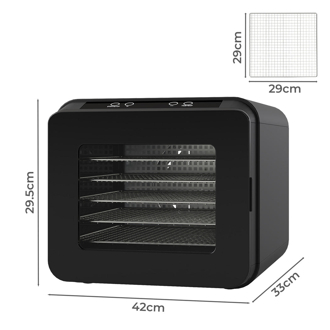 Food Dehydrator 6 Trays Black 42x33x29.5cm
