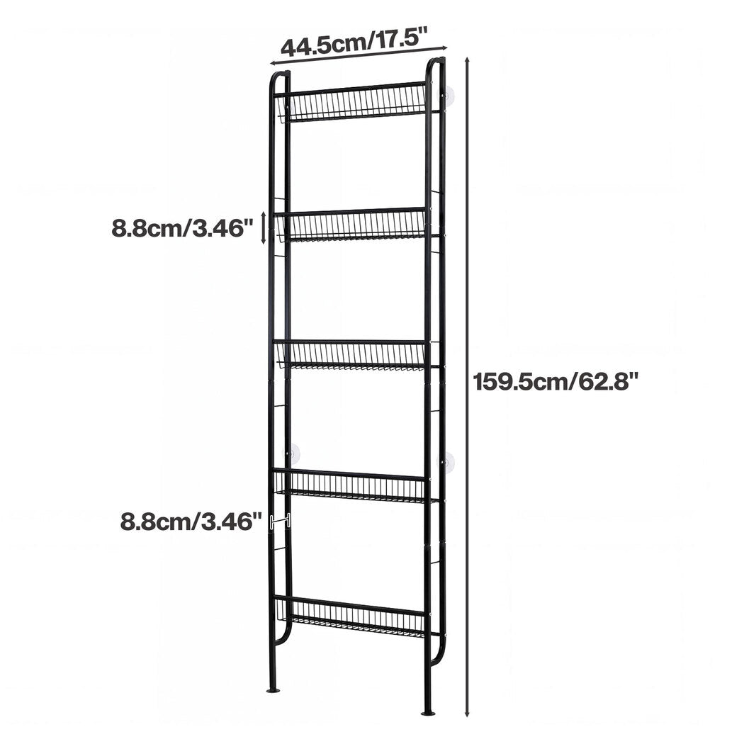 Levede Slim Storage Rack Kitchen Organiser Wall Mounted Metal Shelf Black