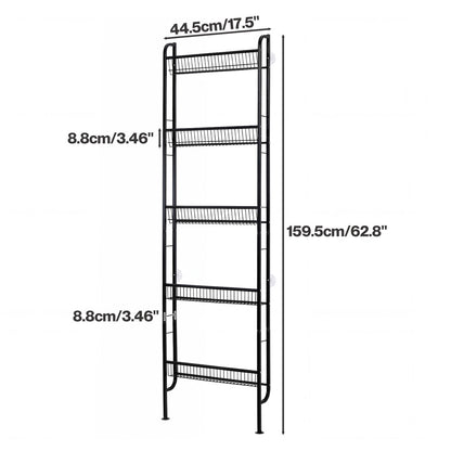 Levede Slim Storage Rack Kitchen Organiser Wall Mounted Metal Shelf Black