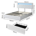 Versatile Queen Bed Frame RGB LED PU 4 Drawer USB  Scandi Inspired