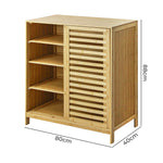 Functional Bamboo Storage Cabinet Freestanding Natural  Space-Saving