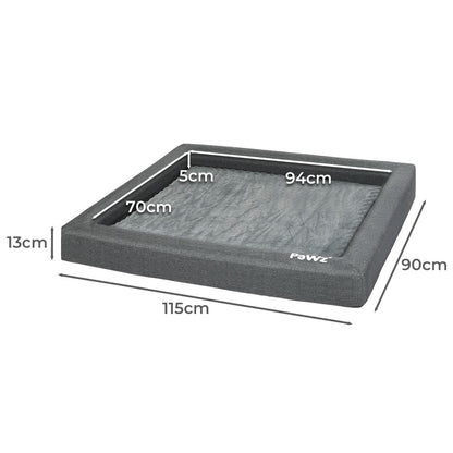 Memory Foam Dog Bed Large Grey 78x52x13cm