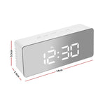 Alarm Clock Digital Led Mirror Desk Silver