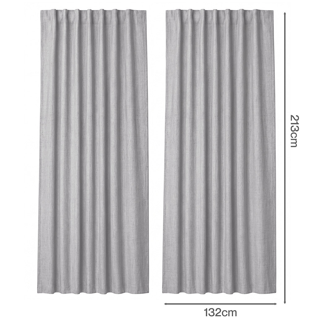 Marlow Blackout Curtains Thermal Linen Look Blockout Drapes 2 Panels Grey